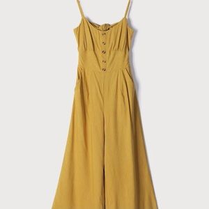 Lulus Mustard Yellow Striped Jumpsuit Size M
